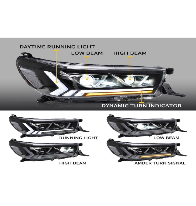 Φανάρια Εμπρός Led Toyota Hilux/Revo 2016-2022 (Set) (Video Λειτουργιας)
