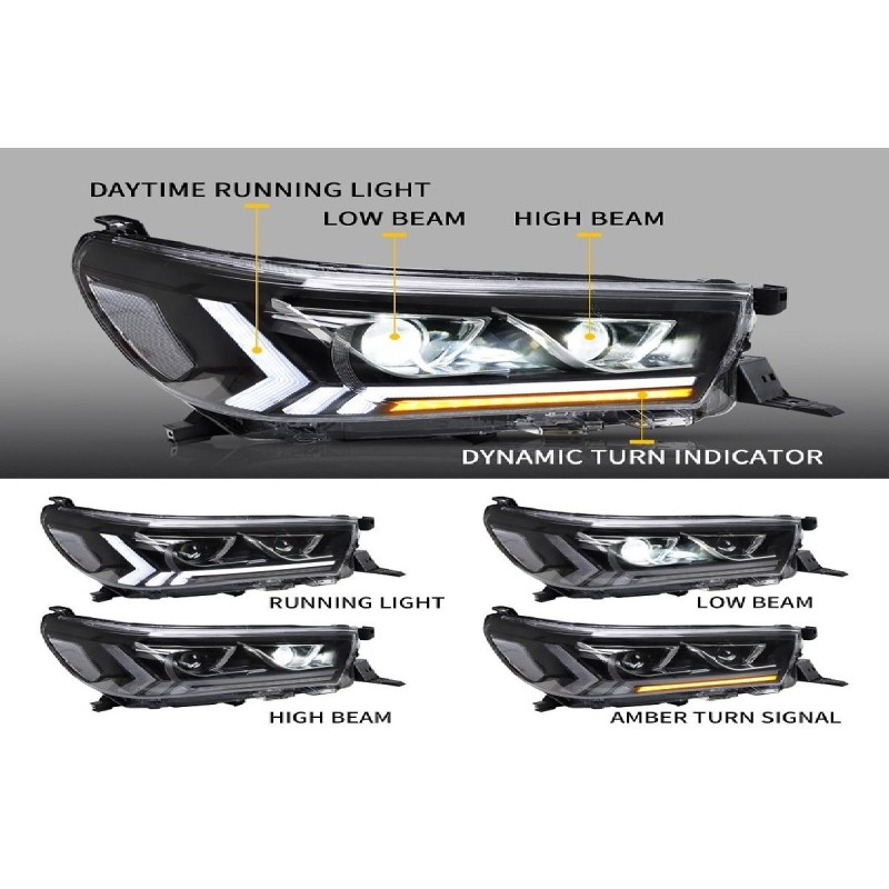 Φανάρια Εμπρός Led Toyota Hilux/Revo 2016-2022 (Set) (Video Λειτουργιας)