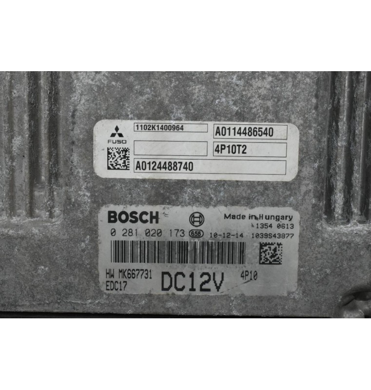 Εγκέφαλος Mitsubishi Canter Fuso 3.0 Bosch Euro6 4P10T2 2010-2017 0281020173 MK667731 A0114486540 EDC17