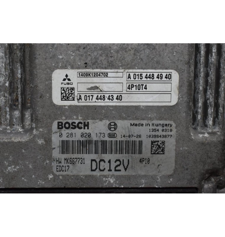 Εγκέφαλος Mitsubishi Canter Fuso 3.0 Bosch Euro6 4P10T1 2010-2017 0281020173 MK667731 A0154484940 EDC17