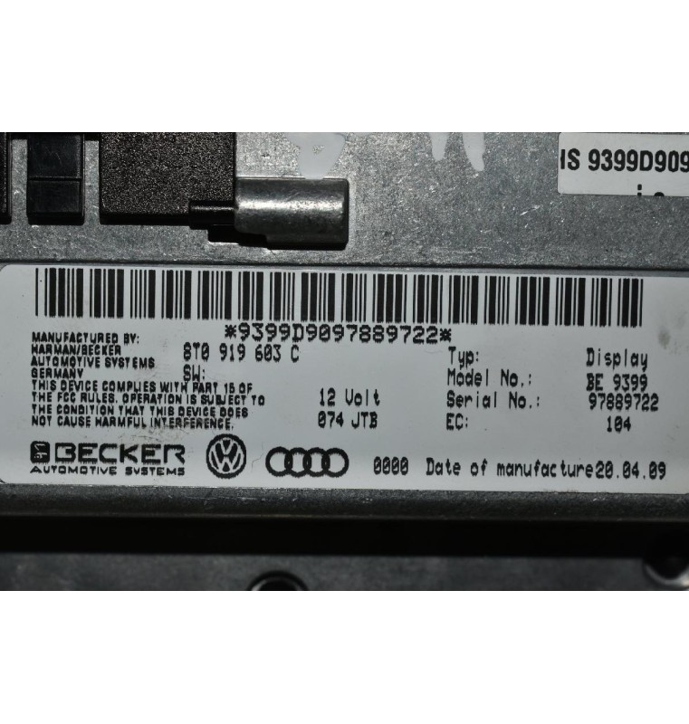 Οθόνη Audi A4 2008-2011 8T0919603C