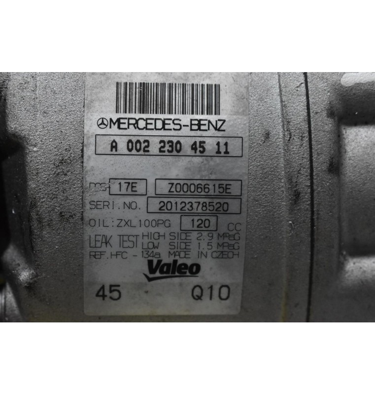 Κομπρεσέρ Aircondition - A/C Mercedes-Benz C 200 / E200 1.8 271820 2010-2016 VALEO A0022304511 Z0006615E