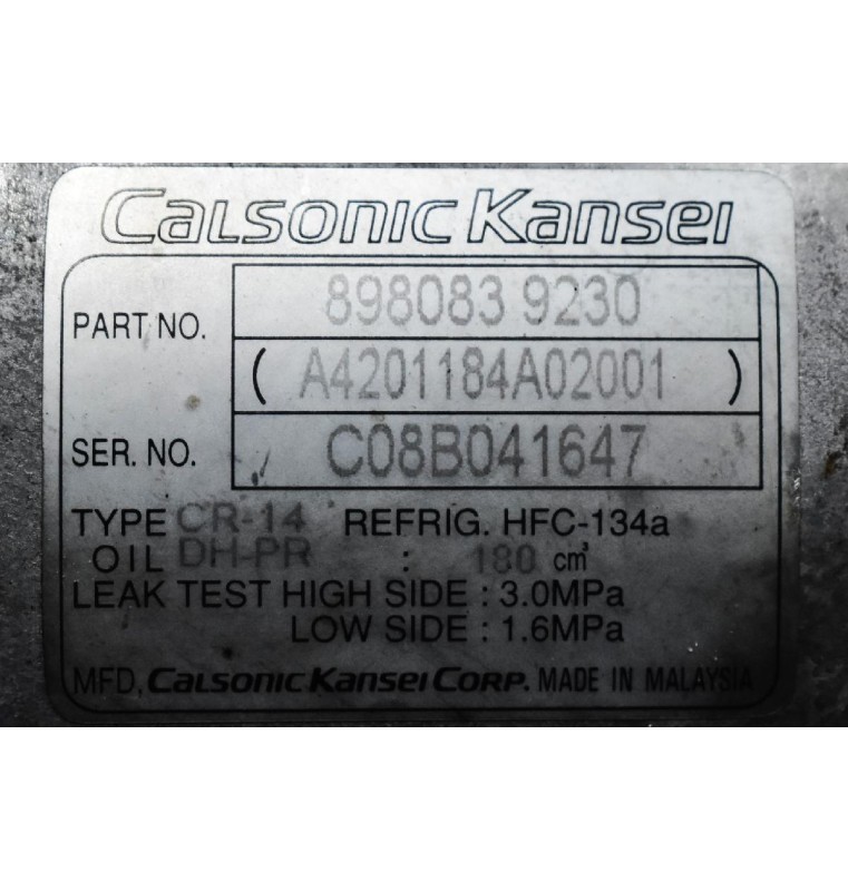 Κομπρεσέρ Aircondition Isuzu D-Max 4JJ1 2002-2012 CALSONIC 8980839230