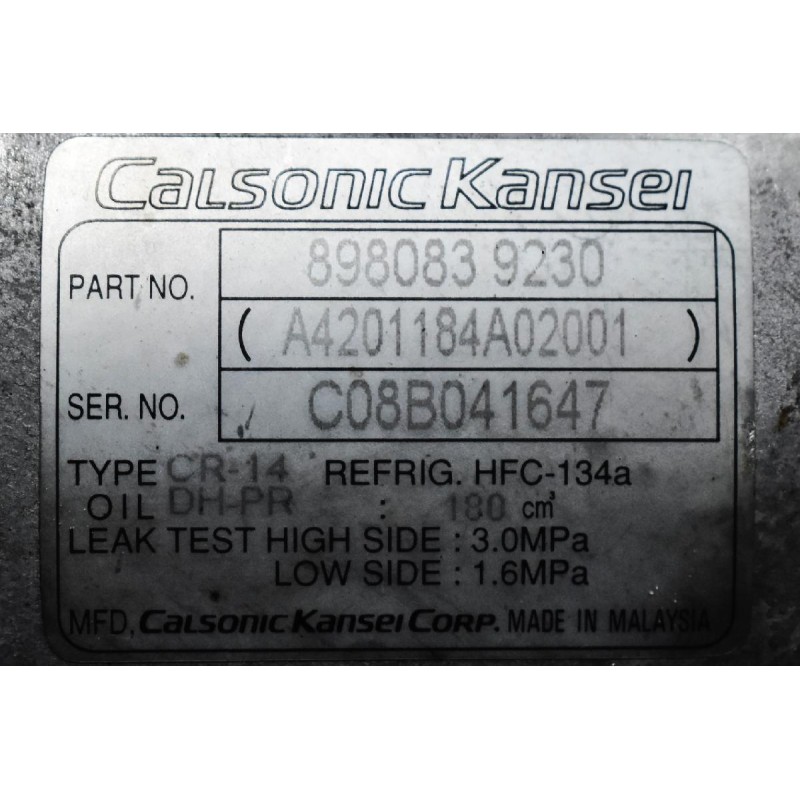 Κομπρεσέρ Aircondition Isuzu D-Max 4JJ1 2002-2012 CALSONIC 8980839230