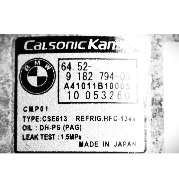Κομπρεσέρ Aircondition - A/C Bmw 1.6 116i 316i 122PS N43B16AA 2007-2011 CALSONIC 9182794-03 A41011B10005