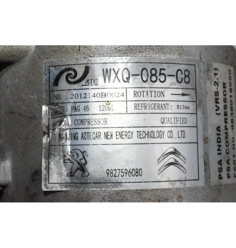 Κομπρεσέρ Aircondition - A/C Citroen C3 / Pegeuot 208 HNZ HN08 1.2 Turbo 110ps 2015-2020 WXQ-085-C8 9838018980