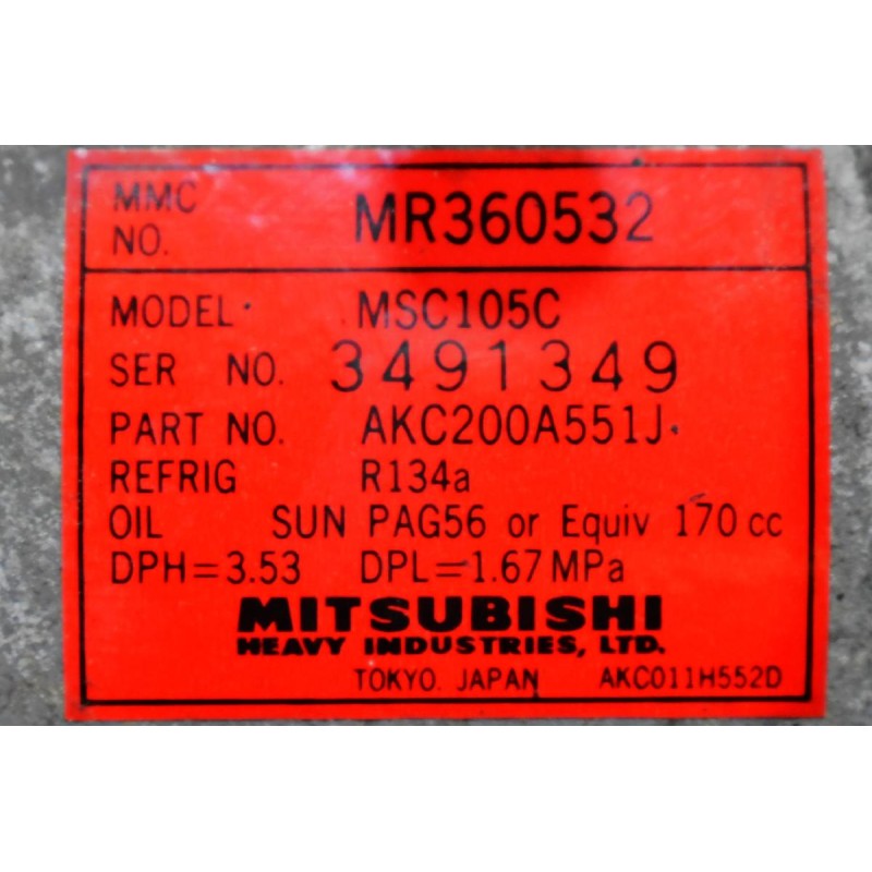 Κομπρεσέρ Aircondition Mitsubishi L200 4D56 K74 1997-2005 MR360532