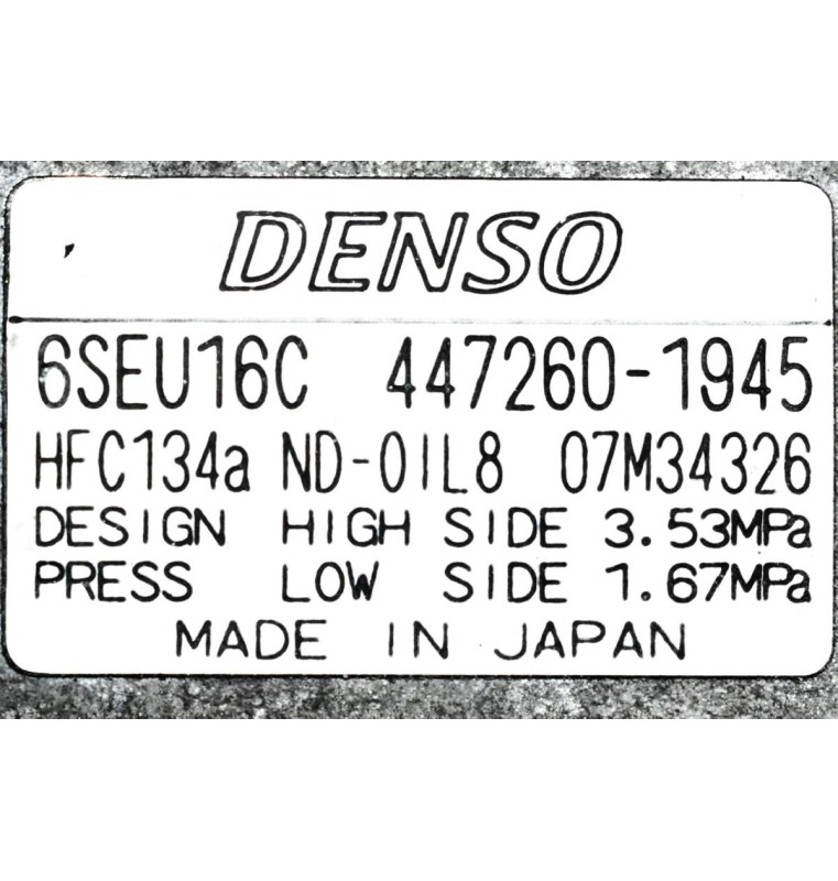 Κομπρεσέρ Aircondition - A/C Κλιματισμός Toyota Corolla 3ZR 2010-2018 DENSO 447260-1945