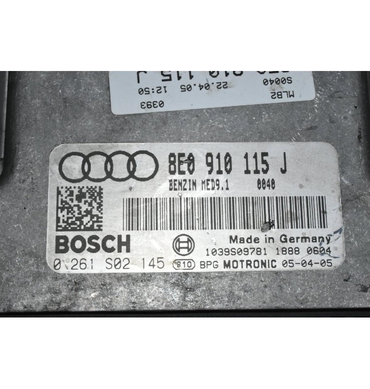 Εγκέφαλος Audi Audi A4 2.0 TFSI BGB 2004-2010 BOSCH 8E0910115J 0261S02145 MED9.1 (Βενζίνη)
