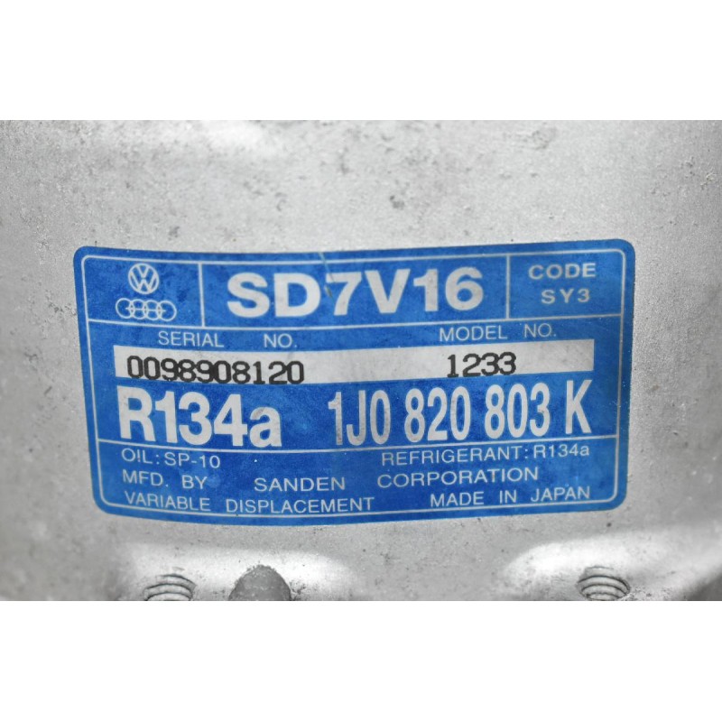Kομπρεσέρ Aircondition A/C Audi A3 1.8T AGU 2000-2008 1J0820803K (Seat 20VT - Volkswagen 20VT - Skoda 20VT)