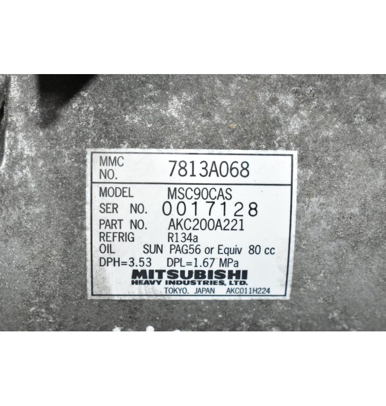 Κομπρεσέρ Aircondition - A/C Mitsubishi Outlander 2.0 BSY / 2.4 4B12 2007-2012 7813A068 MSC90CAS AKC200A221