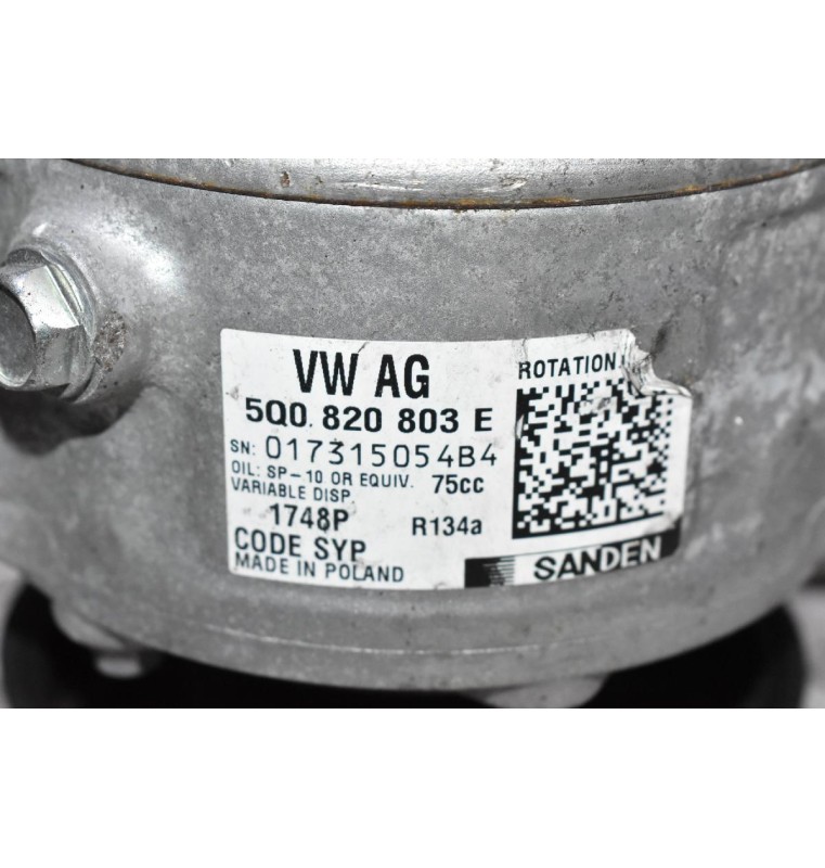 Κομπρεσέρ Aircondition - A/C Volkswagen Polo 1.2 TSI CJZ 2012-2020 5Q0820803E (Diesel TDI) (Passat Golf Caddy Tiguan) (Skoda Kodiaq - Octavia ) (Seat Ibiza) (Audi A1 - A3)