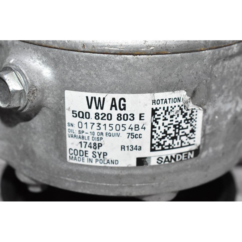 Κομπρεσέρ Aircondition - A/C Volkswagen Polo 1.2 TSI CJZ 2012-2020 5Q0820803E (Diesel TDI) (Passat Golf Caddy Tiguan) (Skoda Kodiaq - Octavia ) (Seat Ibiza) (Audi A1 - A3)