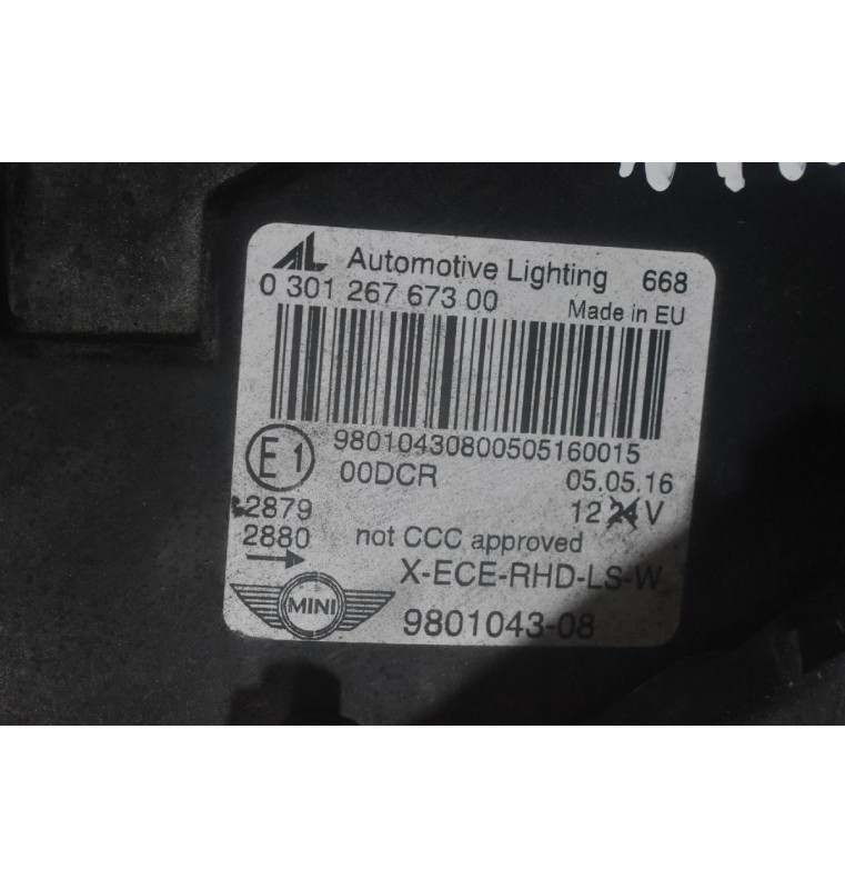 Φανάρι Εμπρός Αριστερά Mini Countryman 2010-2020 030126767300 9801043-08 (Γνήσιο) (Με Μπεκ Νερού Καθαρισμού) (Πιτσιλίθρες)