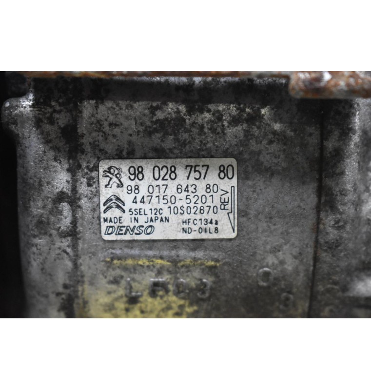 Κομπρεσέρ Aircondition A/C Peugeot 3008 - 308 - 5008 / Citroen C4 C3 Jumpy - Picasso - Berlingo 1.6 HDI BHZ 2014-2022 9802875780 9801764380 447150-5201 (Μικρο Χτύπιμα Στην Τροχαλία)