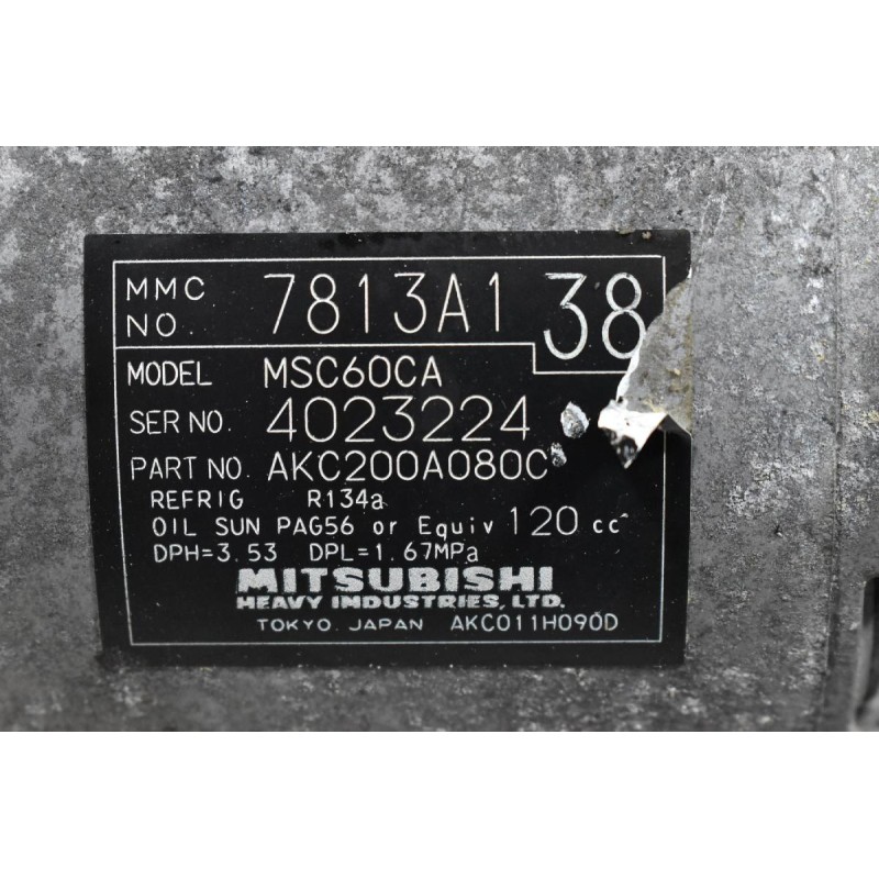 Κομπρεσέρ Aircondition A/C Mitsubishi Colt 1.3 1.1 1.5 4A90 2004-2012 7813A138 MSC60CA AKC200A080C
