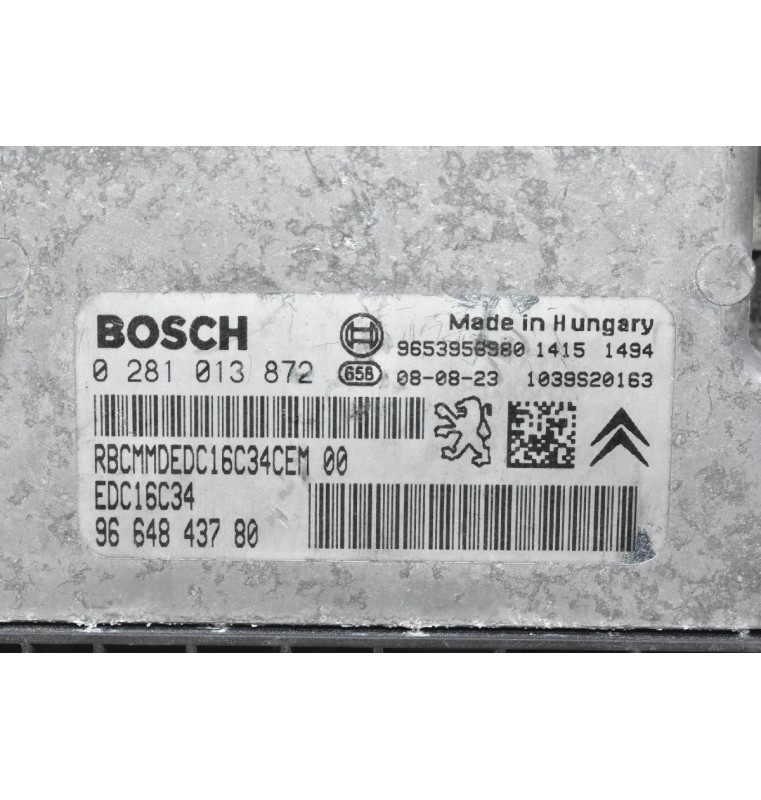 Εγκέφαλος Citroen Berlingo - Pegeuot Partner 1.6 HDI 9H03 2015-2018 0281013872 9664843780