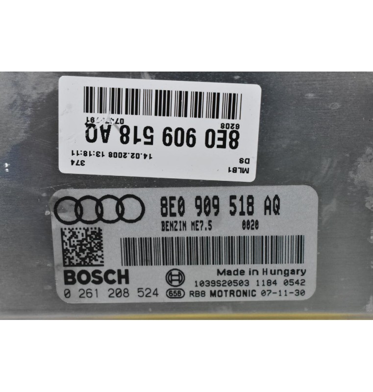 Εγκέφαλος Audi A4 1.8 20VT BFB 2003-2012 8E0909518AQ 0261208524 1039S20503