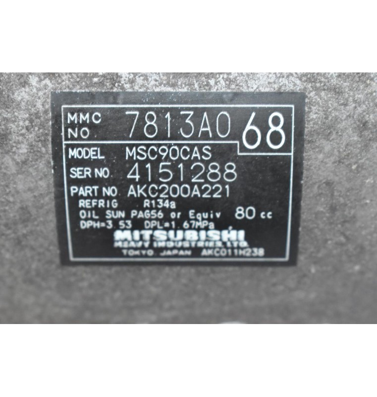 Κομπρεσέρ Aircondition - A/C Mitsubishi Outlander 2.0 BSY / 2.4 4B12 2007-2012 7813A068 MSC90CAS AKC200A221