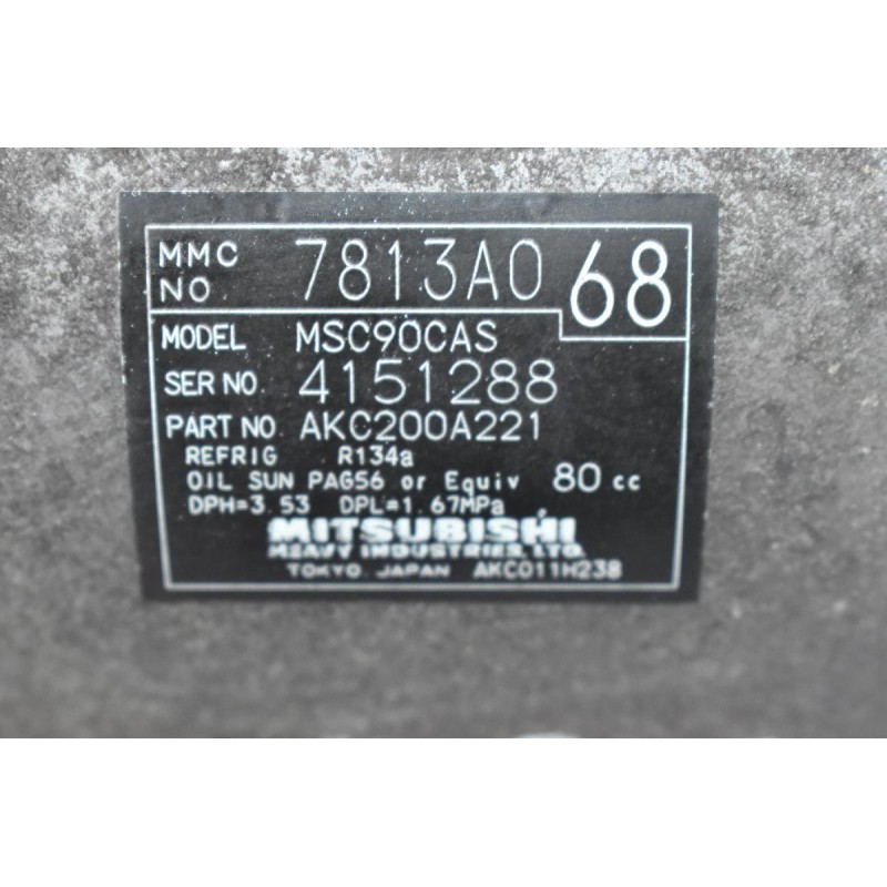 Κομπρεσέρ Aircondition - A/C Mitsubishi Outlander 2.0 BSY / 2.4 4B12 2007-2012 7813A068 MSC90CAS AKC200A221