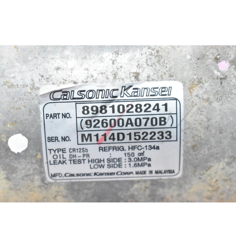 Κομπρεσέρ Aircondition - A/C  Isuzu D-Max 2.5 4JK1 Twin Turbo 2012-2018 CALSONIC 8981028241 92600Α070Β