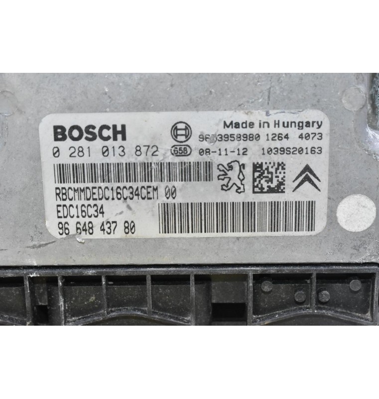 Εγκέφαλος Citroen Berlingo - Pegeuot Partner 1.6 HDI 9H03 2015-2018 0281013872 9664843780 1039S20163 9653958980