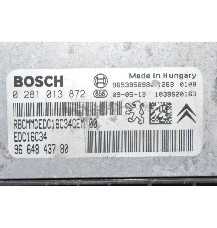 Εγκέφαλος Citroen Berlingo - Pegeuot Partner 1.6 HDI 9H03 2015-2018 0281013872 9664843780 1039S20163 9653958980