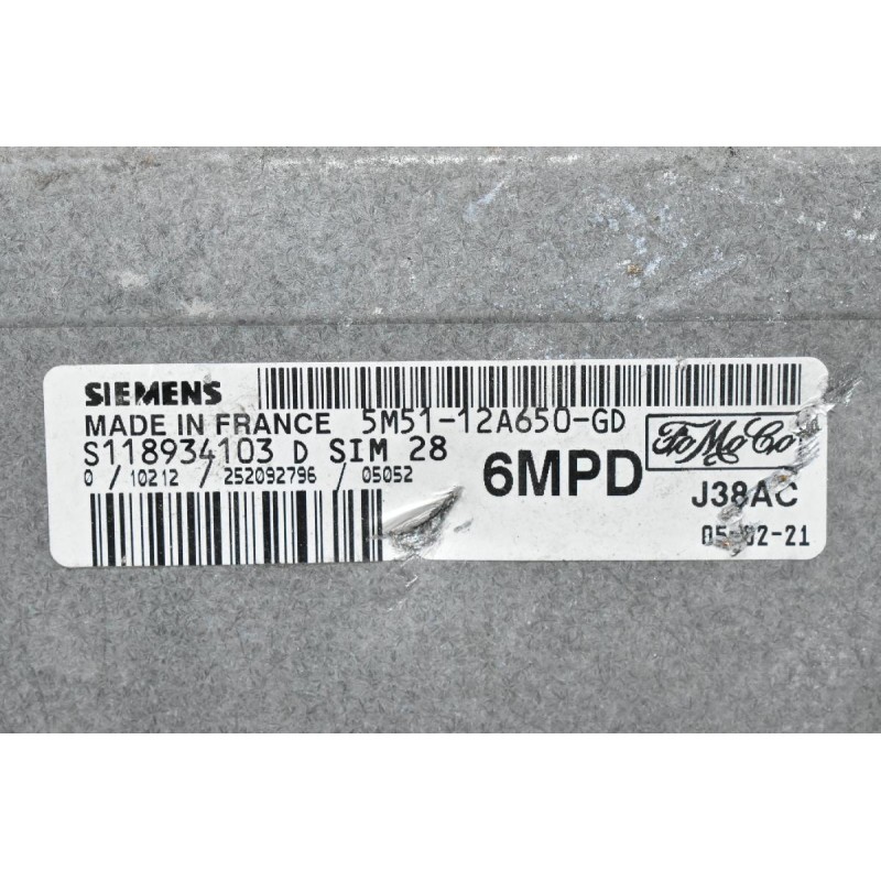 Εγκέφαλος Κινητήρα Ford Focus 1.6 2003-2012 SIEMENS S118934103 D SIM28 5M51-12A650-GD 6MPD