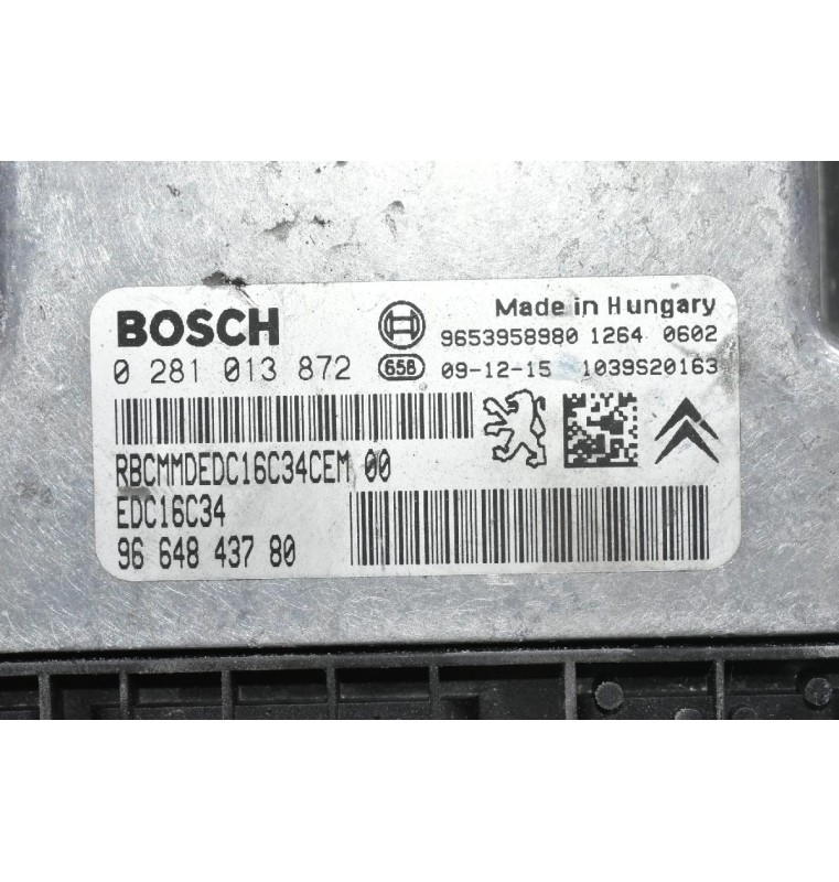 Εγκέφαλος Citroen Berlingo - Pegeuot Partner 1.6 HDI 9H03 2015-2018 0281013872 9664843780 1039S20163 9653958980
