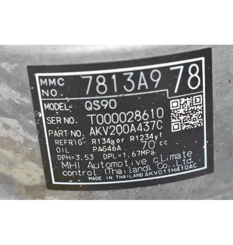 Κομπρεσέρ Aircondition A/C Mitsubishi Outlander / ASX 2.4 4J12 2012-2017 (Γνήσια) 7813A978 AKV200A437C