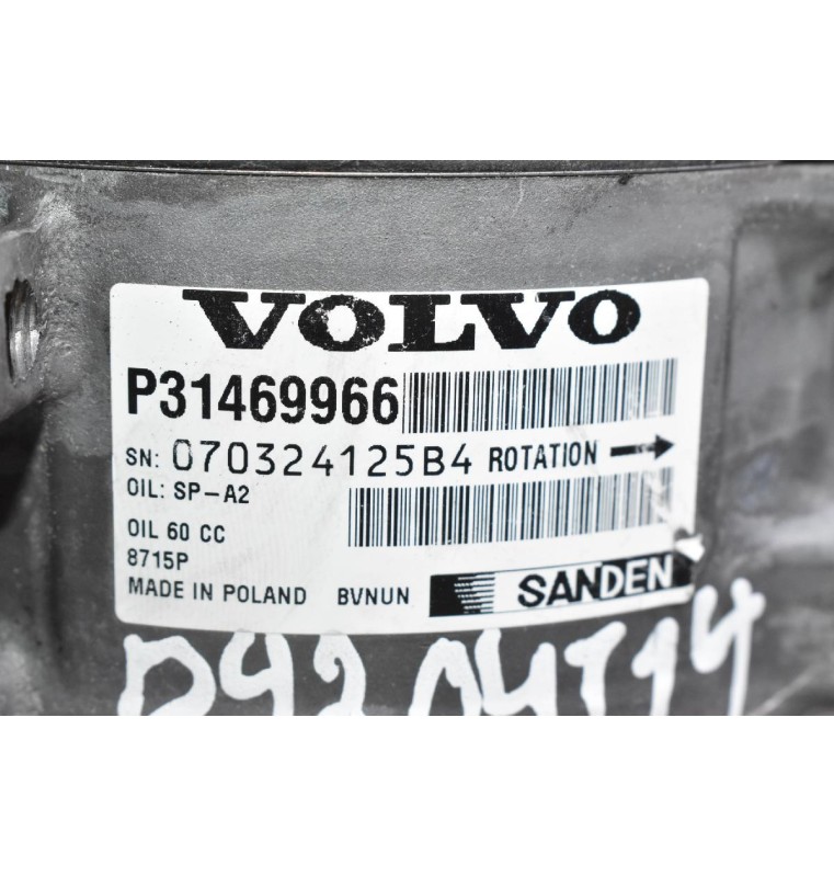 Κομπρεσέρ Aircondition - A/C Volvo V40 S60 V60 V70 XC60 S80 S90 V90 XC70 XC90 D4204T14 2012-2020 31469966 B4164T (Ford)