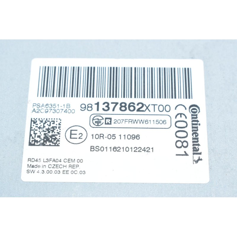 Ράδιο - CD Citroen C3 2014-2019 98137862XT A2C97307400 (Γνήσιο)