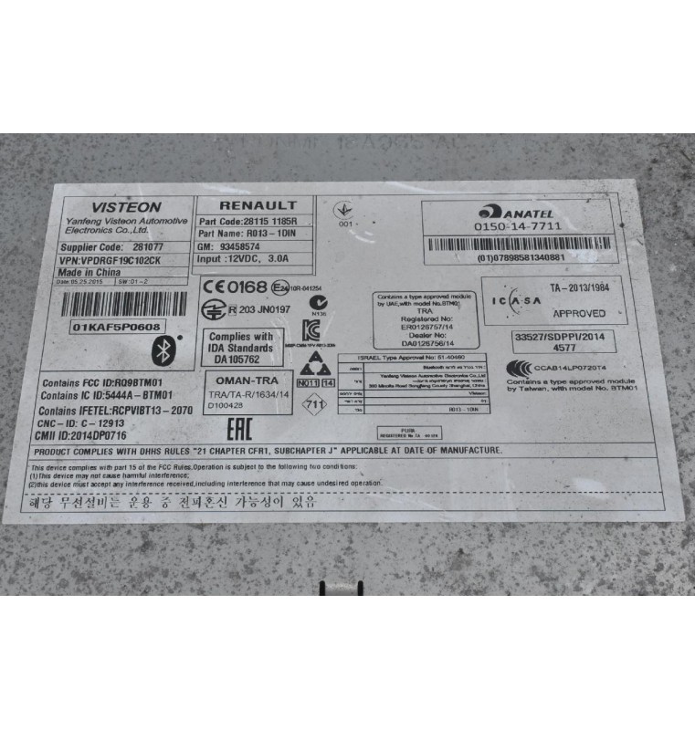 Ράδιο / Bluetooth / MP3 Renault Trafic 2010-2022 281151185R 93458574 (Opel Vivaro)