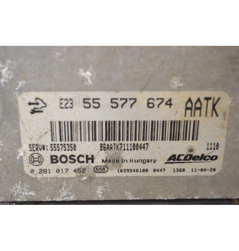 Εγκέφαλος Opel Astra 2009-2015 BOSCH 55577674 86AATK711100447 5575350 0281017452