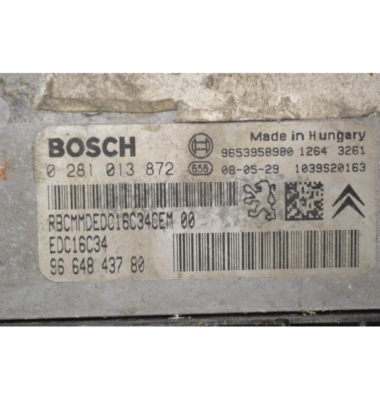 Εγκέφαλος Peugeot 307 2005-2009 BOSCH RBCMMDEDC16C34CEM00 EDC16C34 9664843780 0281013872