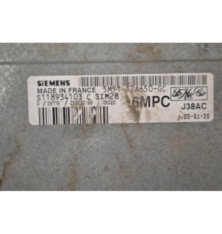 Εγκέφαλος Ford Focus 2004-2012 SIEMENS S118934103C SIM28 5M5T12A650GC J38AC