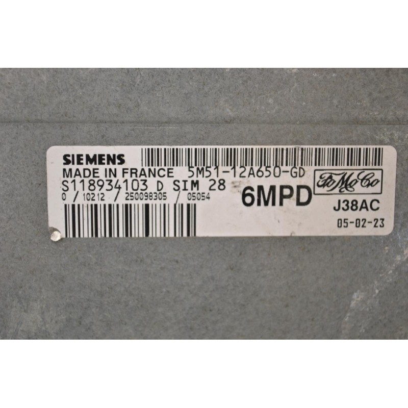 Εγκέφαλος + Κίτ Ford Focus 2003-2012 SIEMENS S118934103D SIM28 5M51-12A650-GD