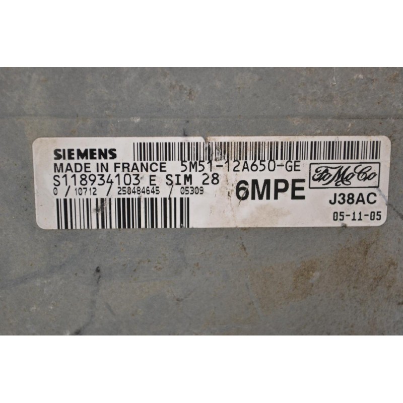 Εγκέφαλος Ford Focus 2004-2008 SIEMENS S118934103E 5M5112A650GE