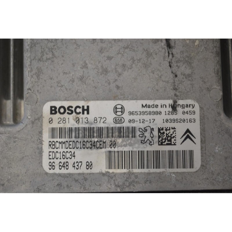 Εγκέφαλος Citroen Berlingo - Pegeuot Partner 1.6 HDI 9H03 2015-2018 0281013872 9664843780 1039S20163 9653958980