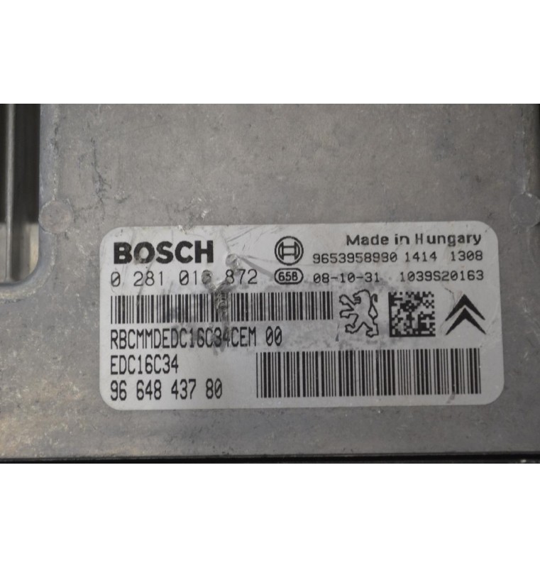 Εγκέφαλος Citroen Berlingo - Pegeuot Partner 1.6 HDI 9H03 2015-2018 0281013872 9664843780 1039S20163 9653958980