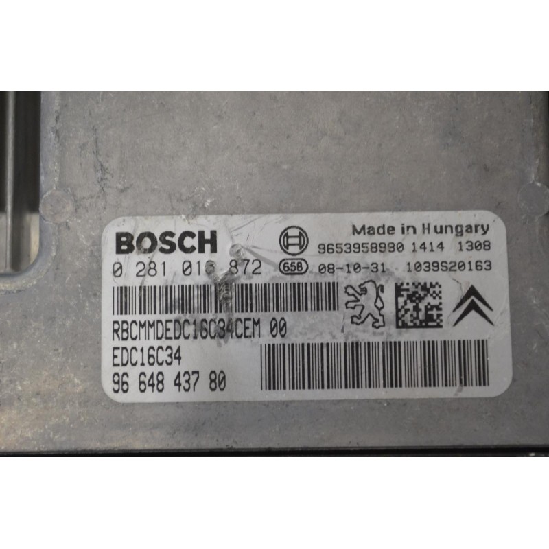 Εγκέφαλος Citroen Berlingo - Pegeuot Partner 1.6 HDI 9H03 2015-2018 0281013872 9664843780 1039S20163 9653958980