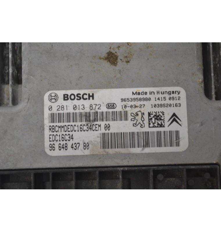 Εγκέφαλος Citroen Berlingo - Pegeuot Partner 1.6 HDI 9H03 2015-2018 0281013872 9664843780 1039S20163 9653958980
