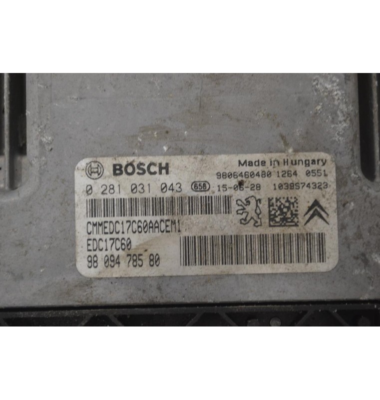 Εγκέφαλος Peugeot 2008 2015-2019 BOSCH 0281031043 9809478580 9806460480 1039S74323