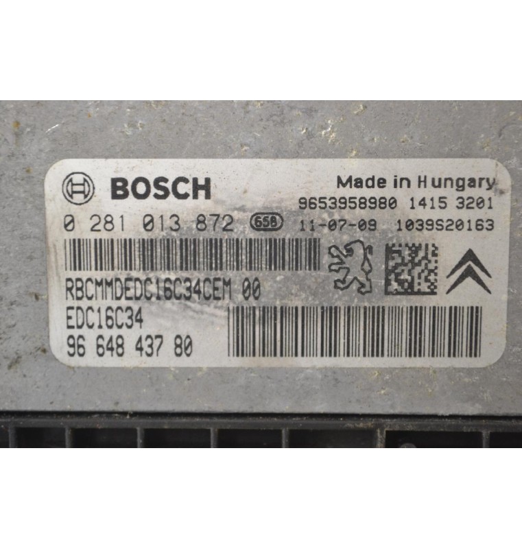 Εγκέφαλος Citroen Berlingo - Pegeuot Partner 1.6 HDI 9H03 2015-2018 0281013872 9664843780 1039S20163 9653958980