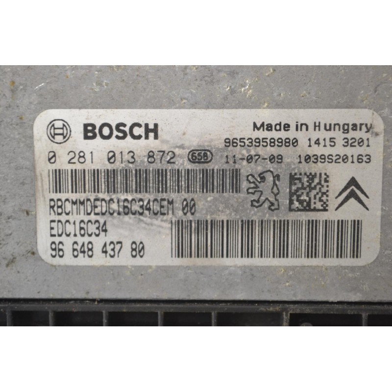 Εγκέφαλος Citroen Berlingo - Pegeuot Partner 1.6 HDI 9H03 2015-2018 0281013872 9664843780 1039S20163 9653958980