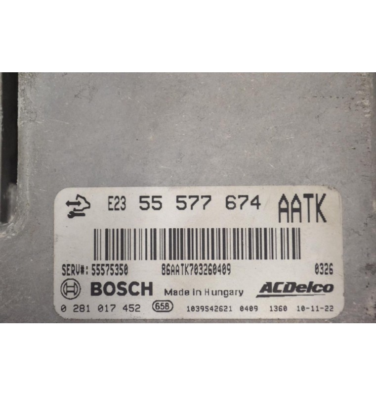 Εγκέφαλος Opel Astra 2009-2015 BOSCH 55577674 5575350 0281017452