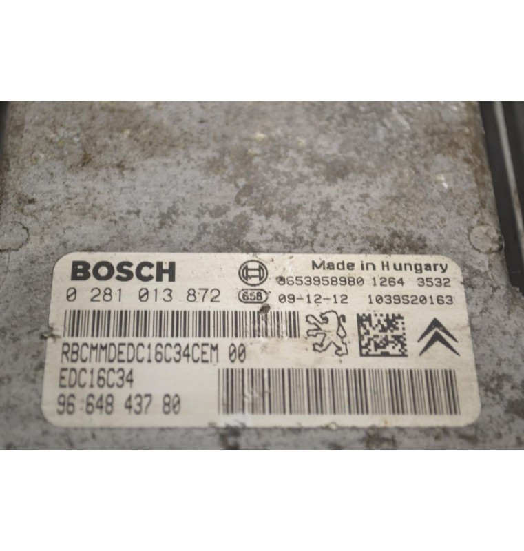 Εγκέφαλος Citroen Berlingo - Pegeuot Partner 1.6 HDI 9H03 2015-2018 0281013872 9664843780 1039S20163 9653958980